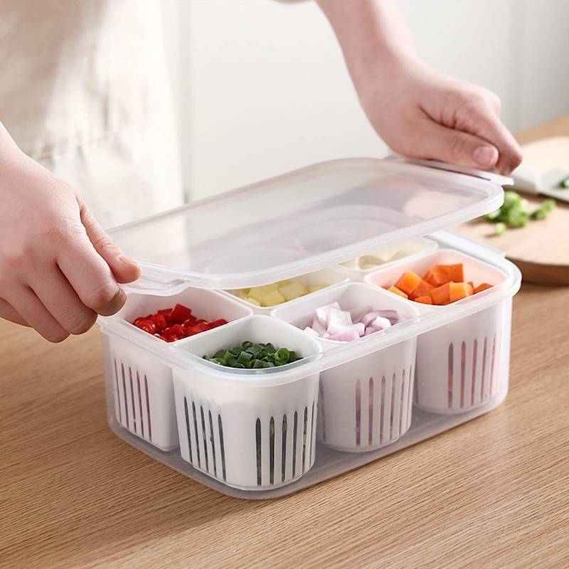 6 Grid Fridge Storage Box & Container - Image 3