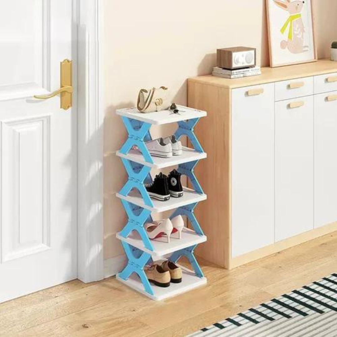 5 Layer Shoe Organizer Rack (Color: Sky Blue)