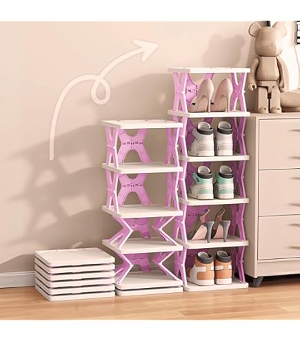 5 Layer Shoe Organizer Rack (Color: Pink)