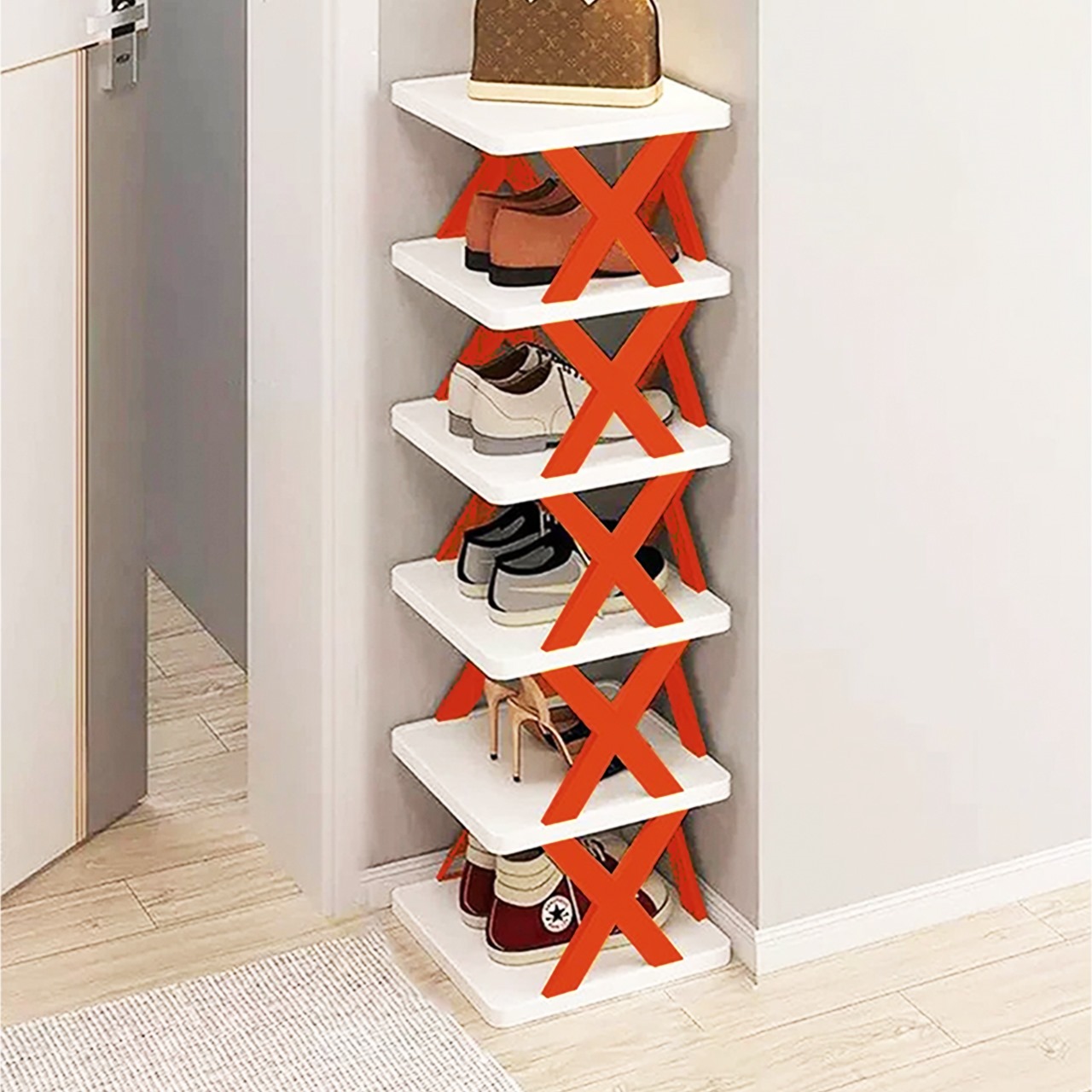 5 Layer Shoe Organizer Rack (Color: Red)