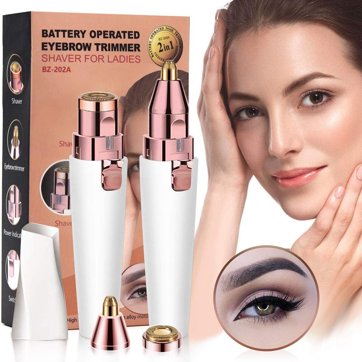 2 IN 1 Rechargeable Electric Battery Operated Eyebrow